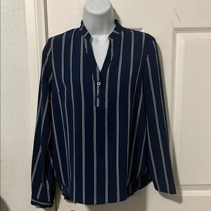 Navy Striped women’s  Shirt- Forever 21  sz S